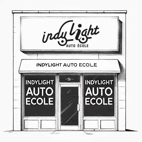 La devanture d'une auto-école, Indylight, à Lyon 7